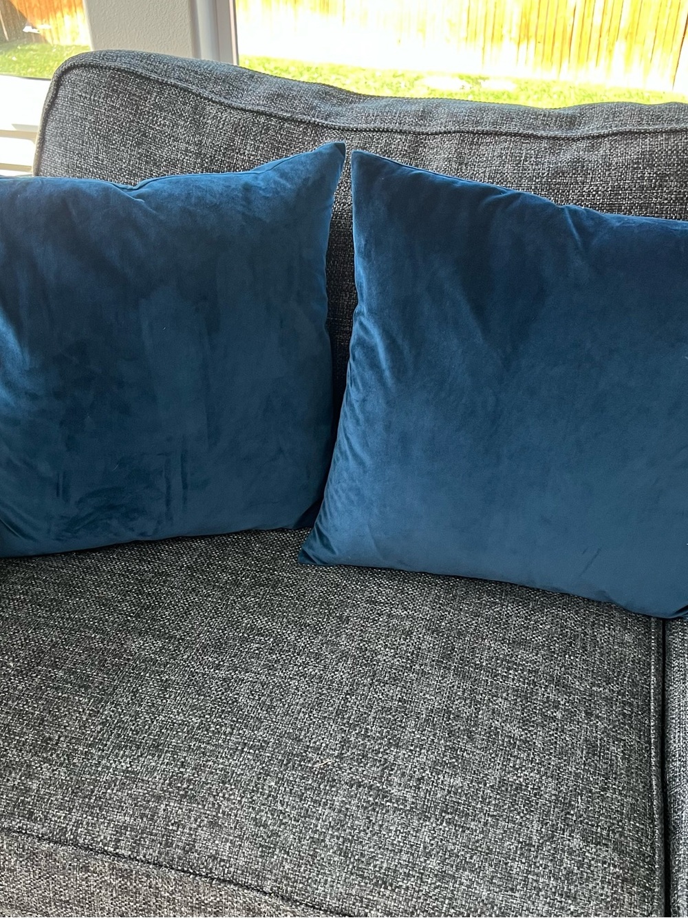 Navy Blue Velvet Down Feather Filled 21”x21” Throw Pillows Set of 2